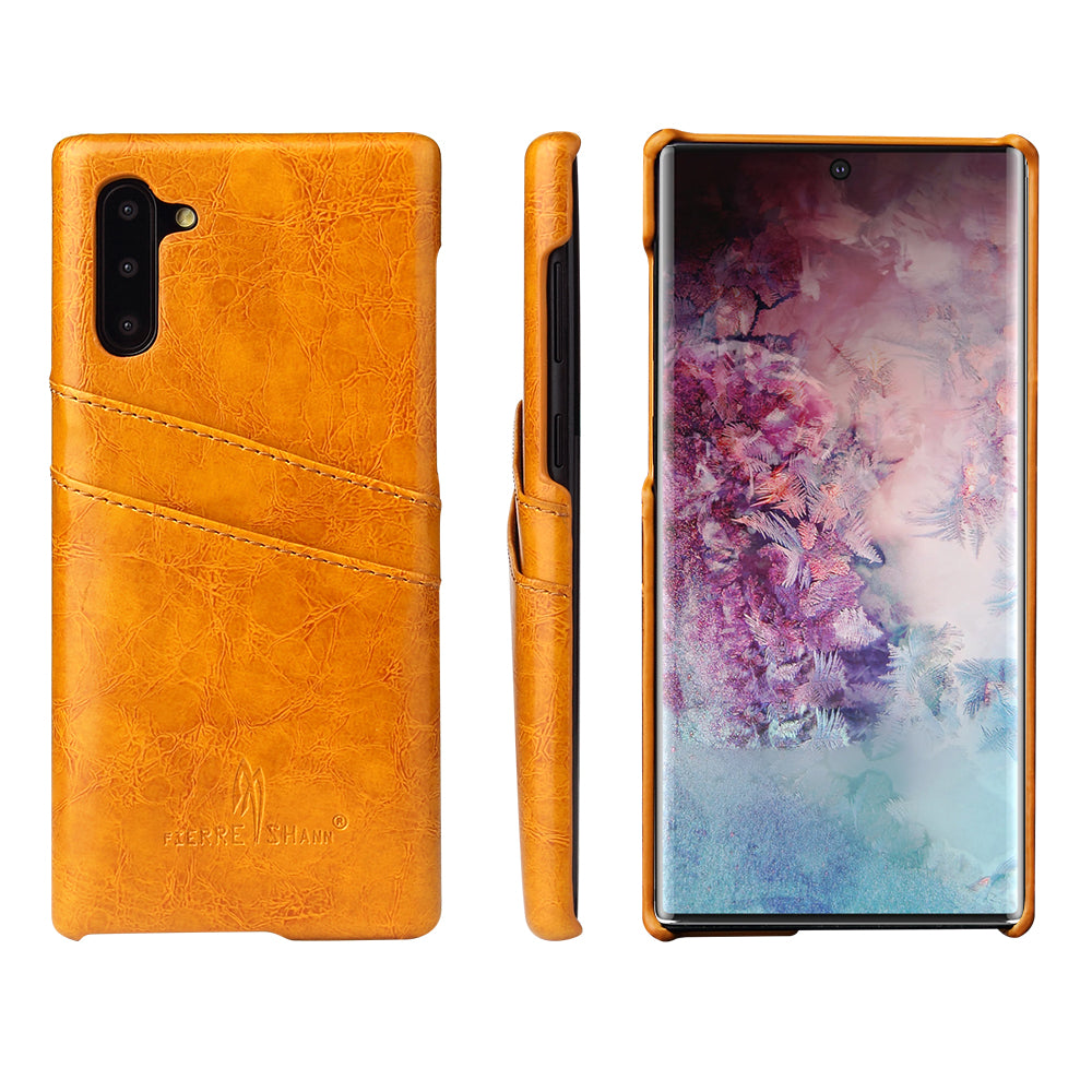 Oil Waxed Leather Card Holder Galaxy Note10 Case Back