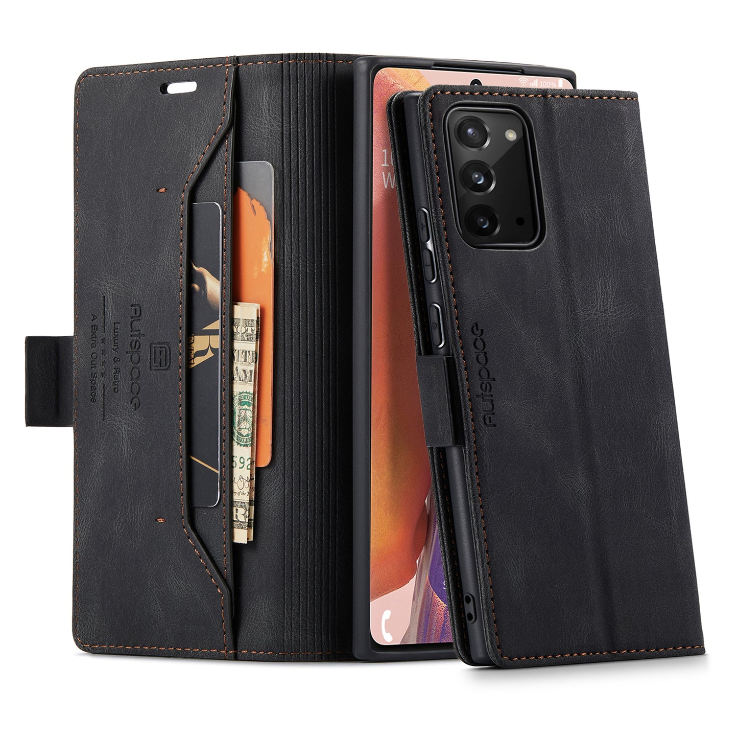 Luxury Retro Leather Galaxy Note20 Case Magnetic Buckle RFID