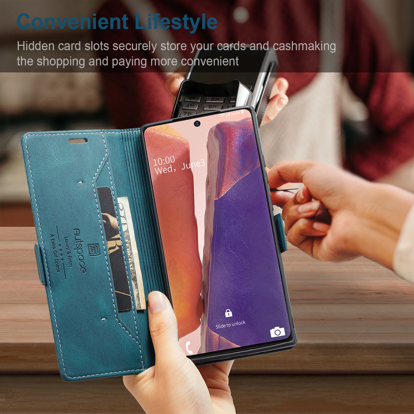 Luxury Retro Leather Galaxy Note20 Case Magnetic Buckle RFID