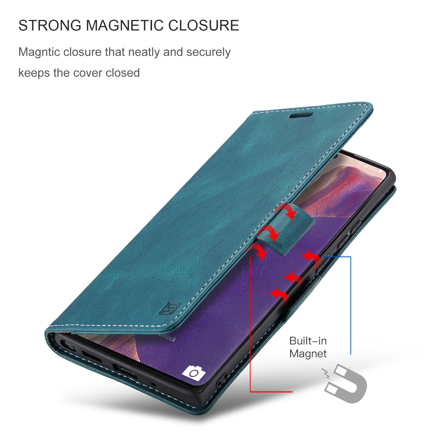 Luxury Retro Leather Galaxy Note20 Case Magnetic Buckle RFID