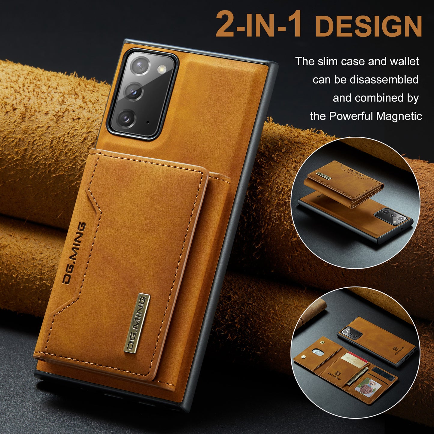 Retro Detachable Fold Card Holder Galaxy Note20 Case Magnetic Clip