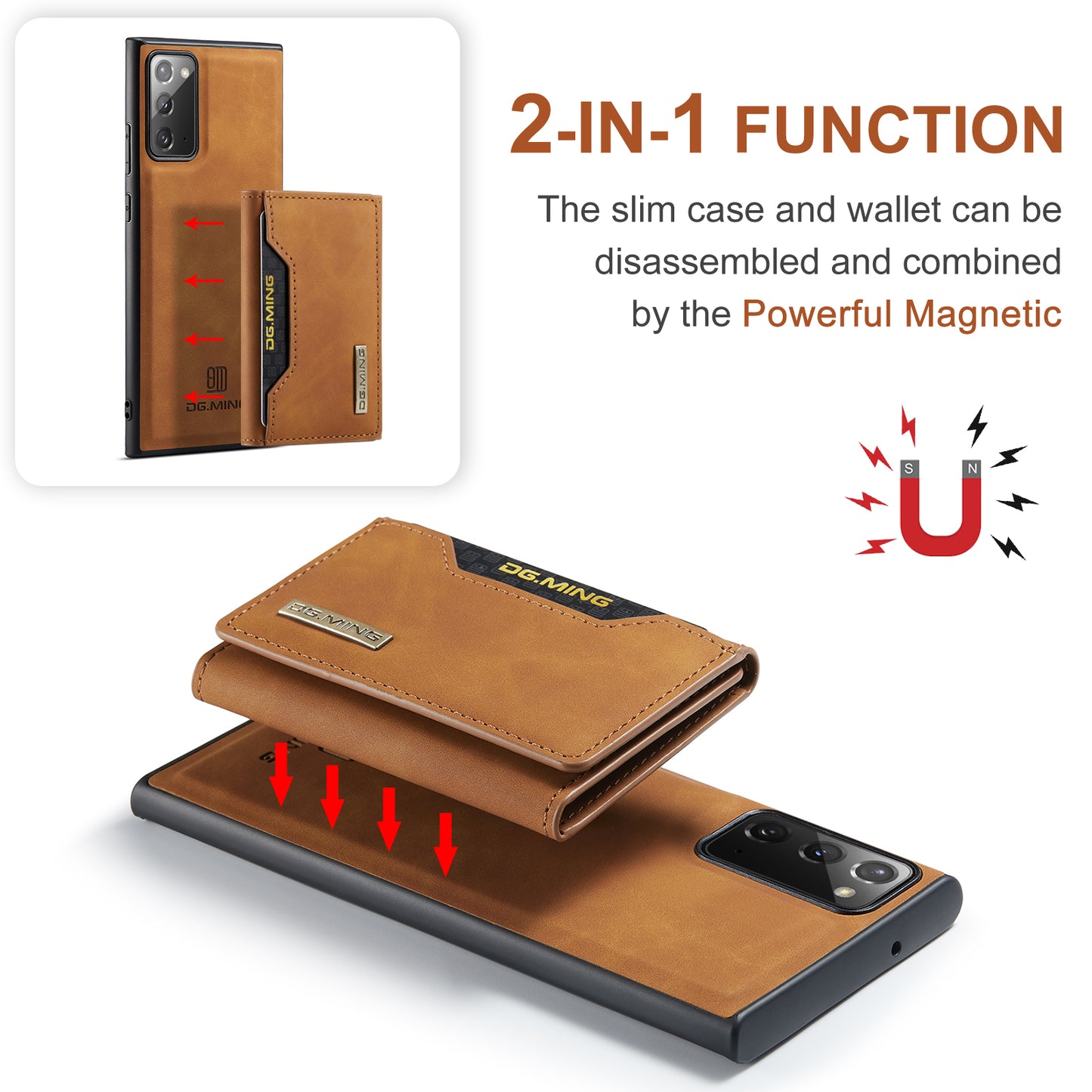 Retro Detachable Fold Card Holder Galaxy Note20 Case Magnetic Clip