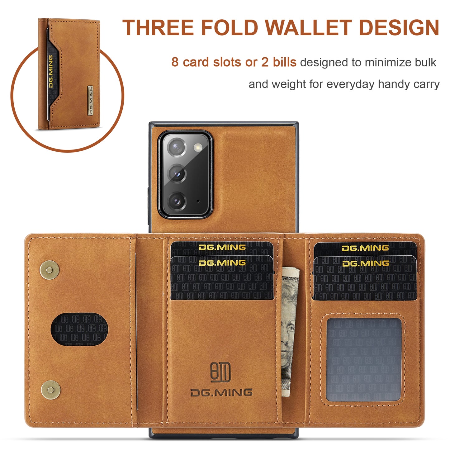 Retro Detachable Fold Card Holder Galaxy Note20 Case Magnetic Clip