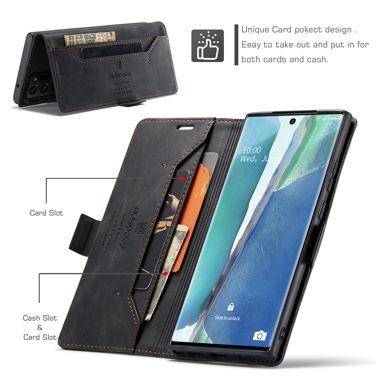 Luxury Retro Leather Galaxy Note20 Ultra Case Magnetic Buckle RFID