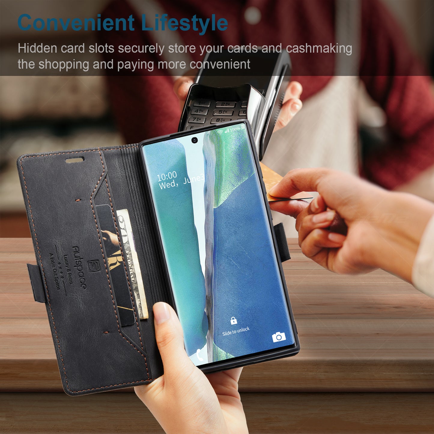 Luxury Retro Leather Galaxy Note20 Ultra Case Magnetic Buckle RFID