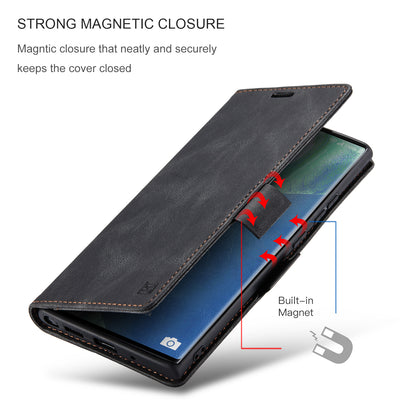 Luxury Retro Leather Galaxy Note20 Ultra Case Magnetic Buckle RFID