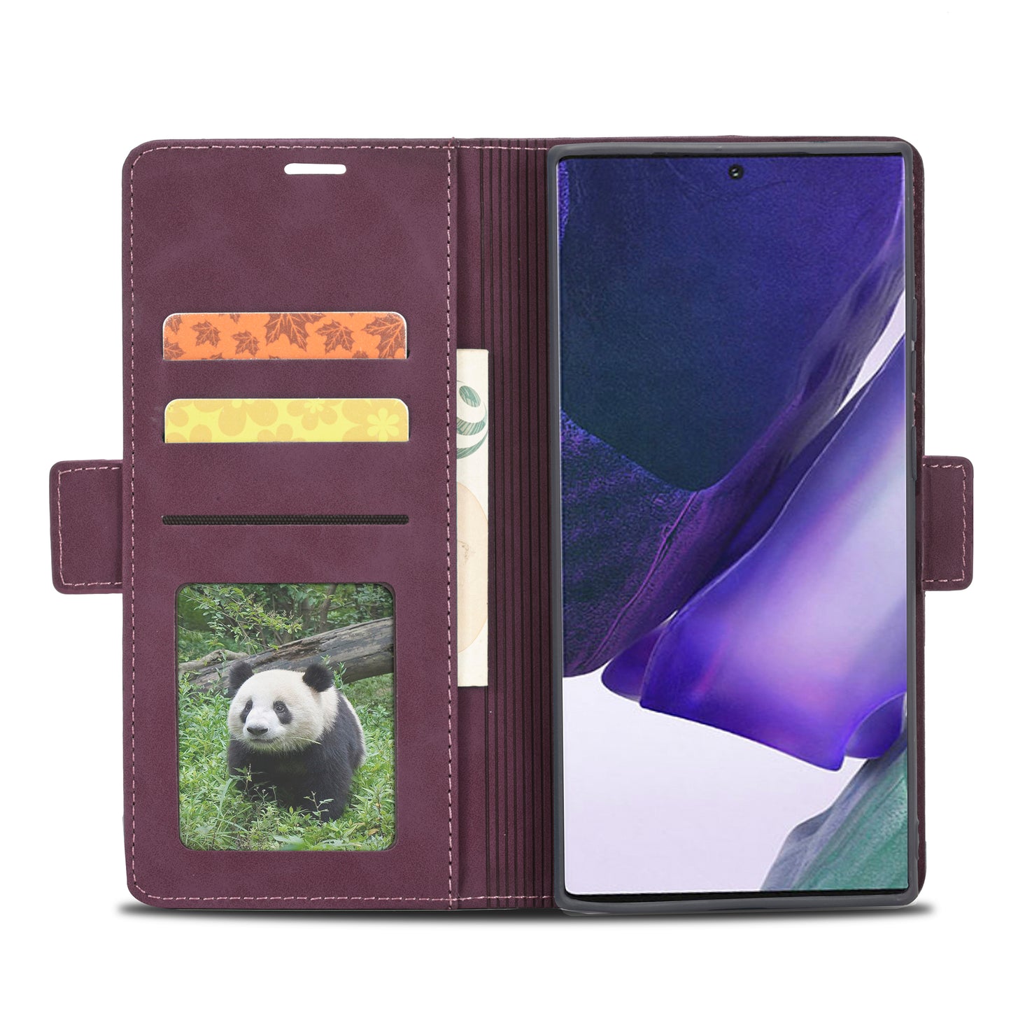 Silver Blocking Short Buckle Galaxy Note20 Case Leather Retro