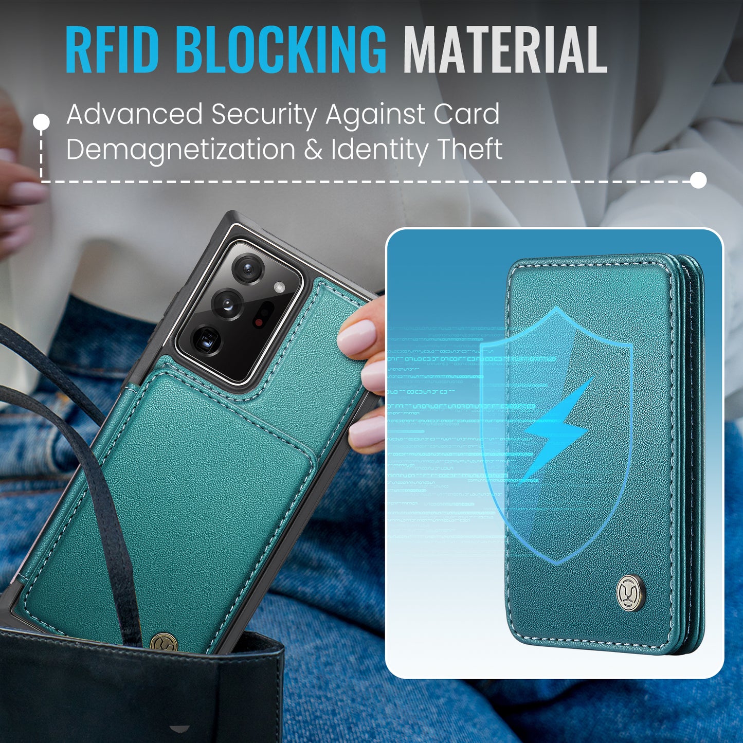 Magnetic Card Holder Galaxy Note20 Case Detachable RFID Blocking