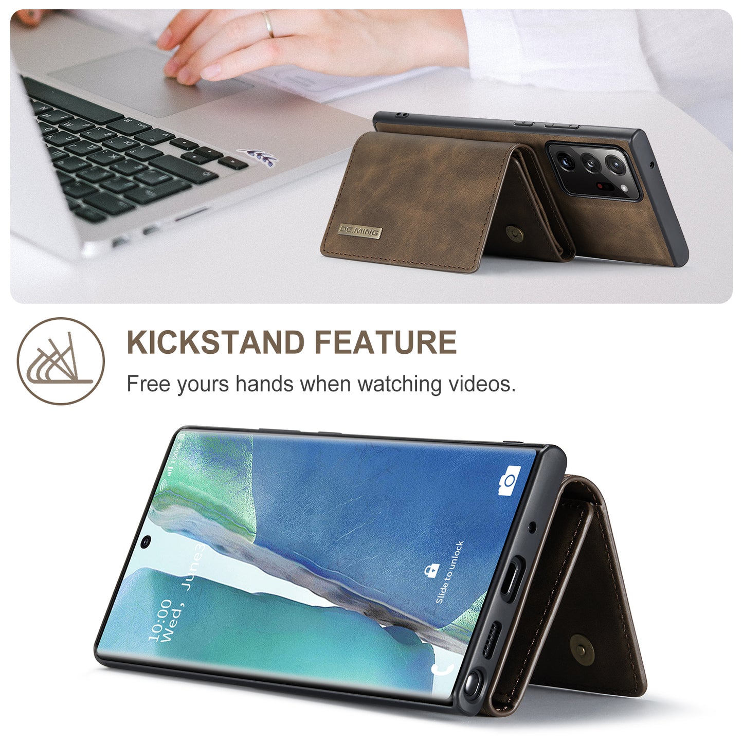 Retro Detachable Fold Wallet Galaxy Note20 Ultra Case Magnetic Clip