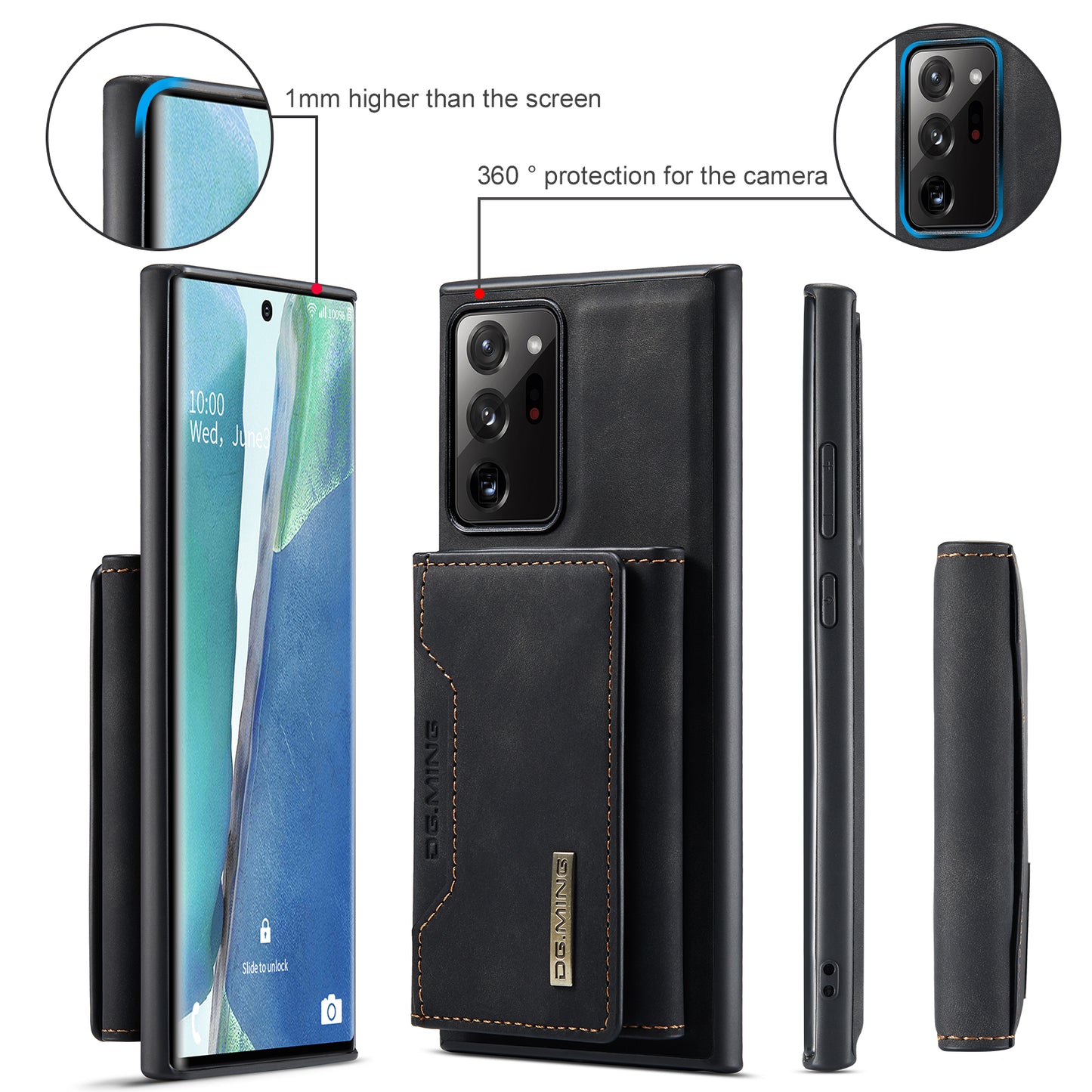 Retro Detachable Fold Card Holder Galaxy  Note20 Ultra Case Magnetic Clip