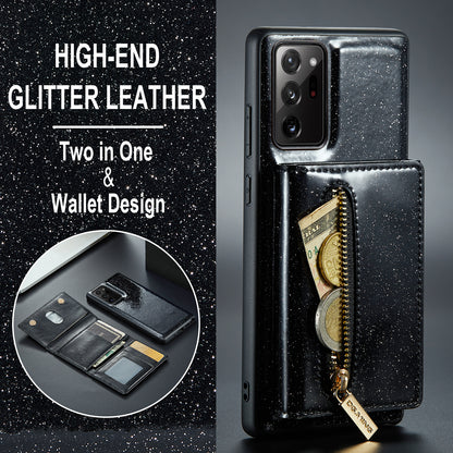 Glitter Leather 2-in-1 Wallet Zipper Galaxy Note20 Ultra Case Detachable