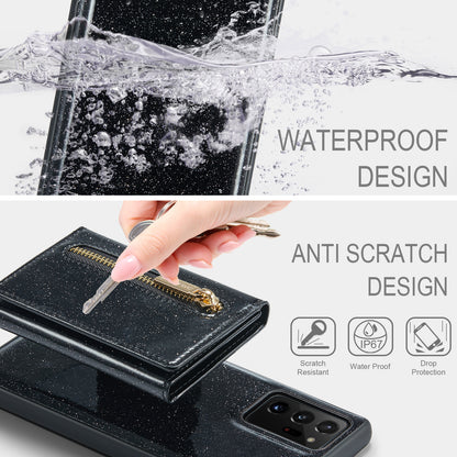 Glitter Leather 2-in-1 Wallet Zipper Galaxy Note20 Ultra Case Detachable