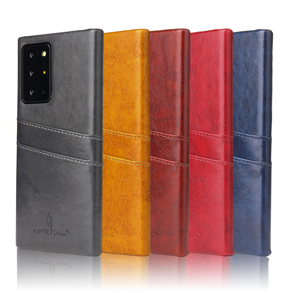 Oil Waxed Leather Card Holder Galaxy Note20 Ultra Case Back