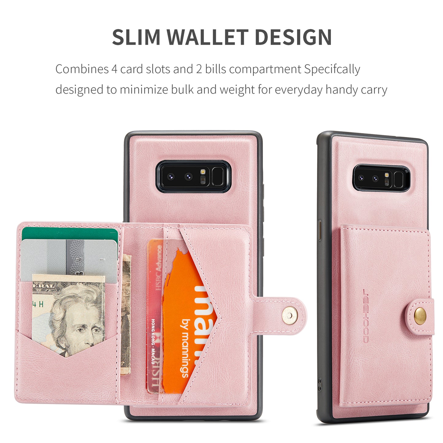 Magnetic Detachable Card Holder Galaxy Note8 Case Leather Flip