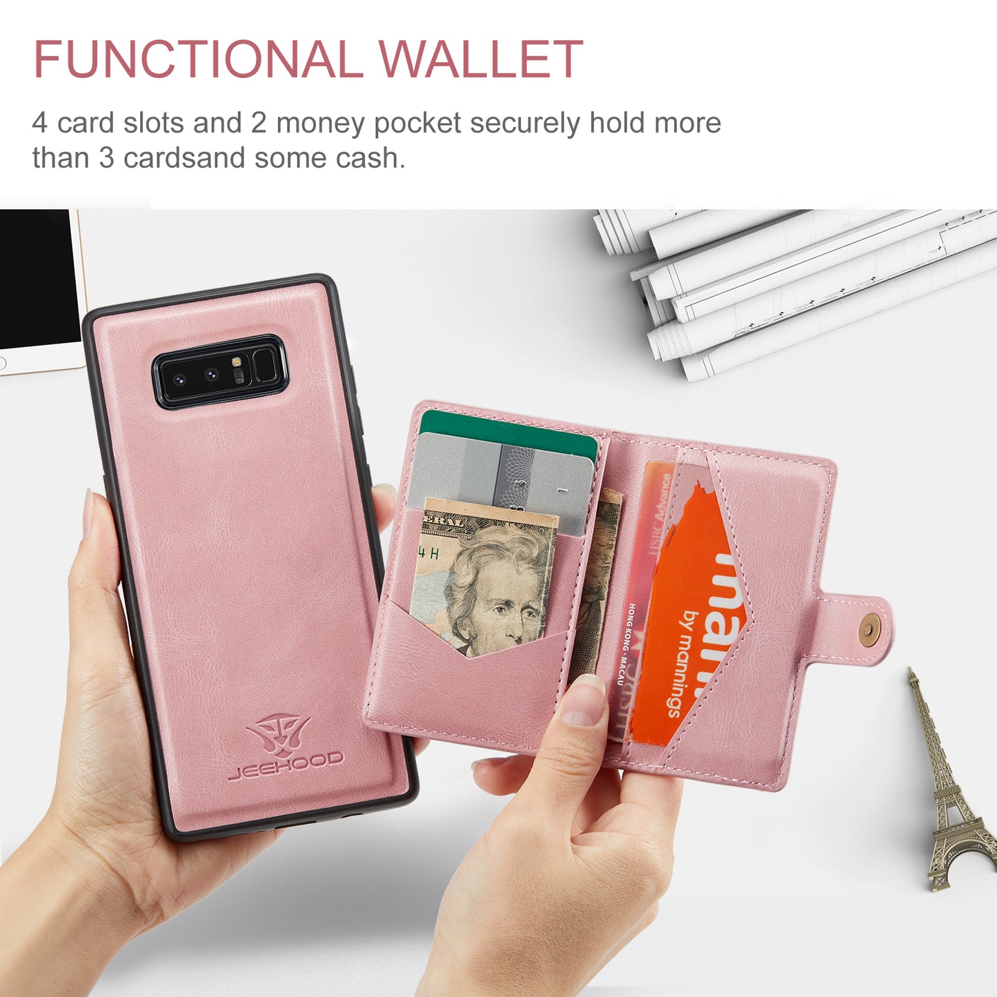 Magnetic Detachable Card Holder Galaxy Note8 Case Leather Flip