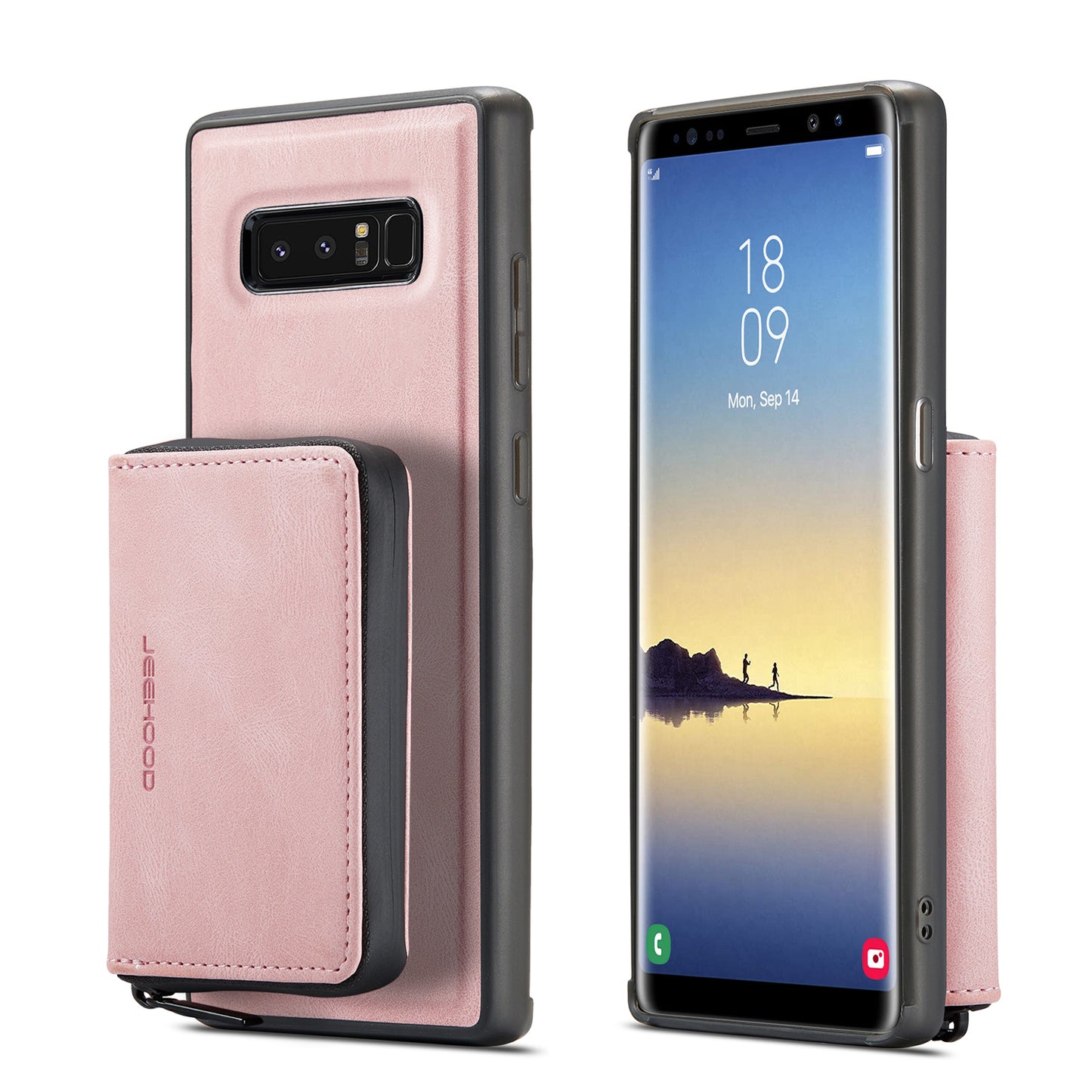 Magnetic Removable Zipper Wallet Galaxy Note8 Case Leather Back