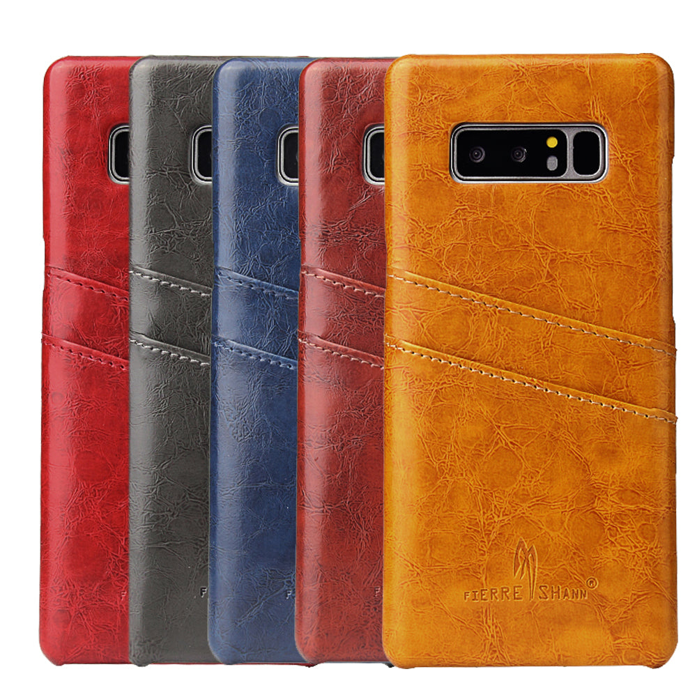 Oil Waxed Leather Card Holder Galaxy Note8 Case Back