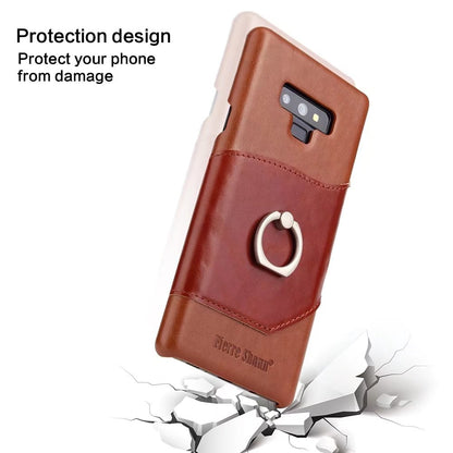 Knight Crow Genuine Leather Galaxy Note9 Case Ring Holder