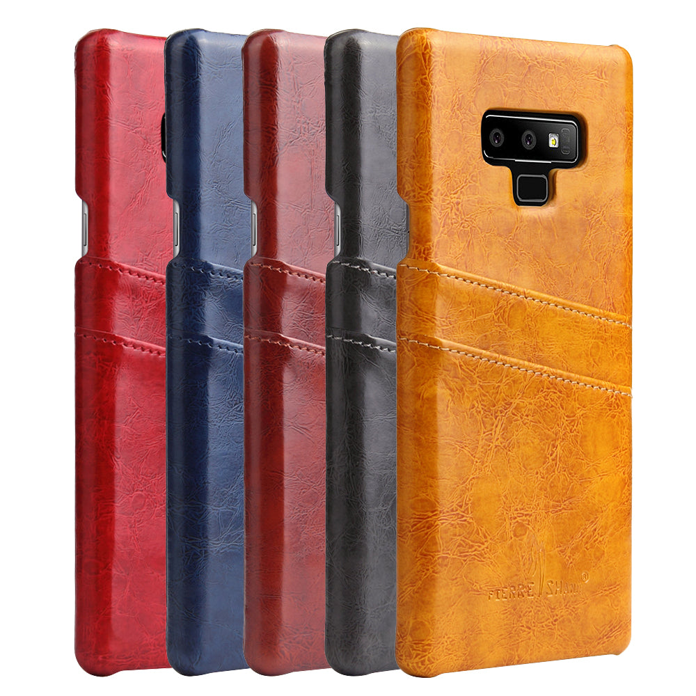 Oil Waxed Leather Card Holder Galaxy Note9 Case Back