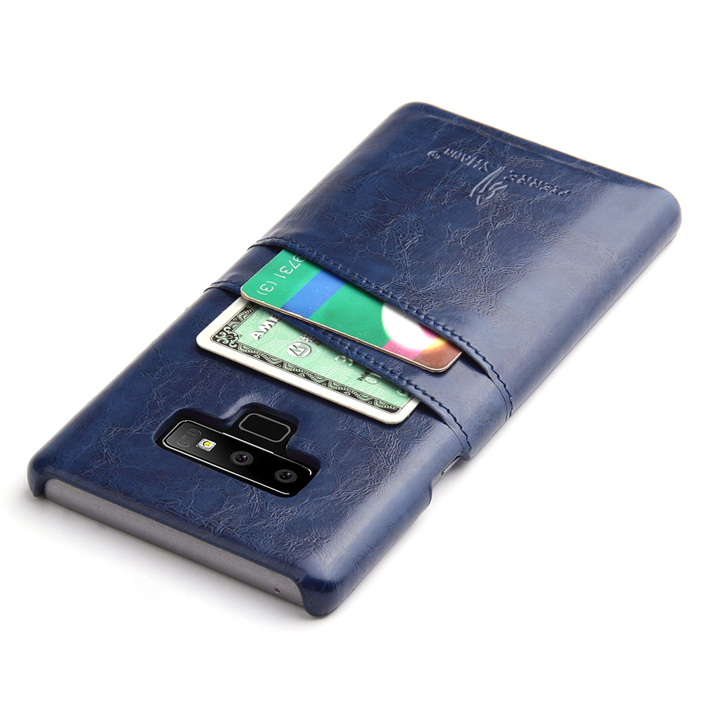 Oil Waxed Leather Card Holder Galaxy Note9 Case Back