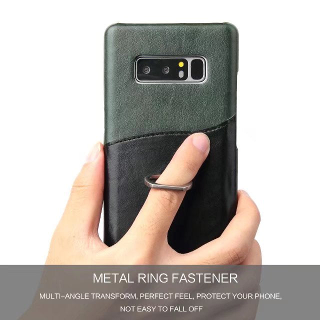 Knight Crow Genuine Leather Galaxy Note8 Case Ring Holder