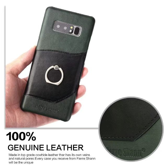 Knight Crow Genuine Leather Galaxy Note8 Case Ring Holder