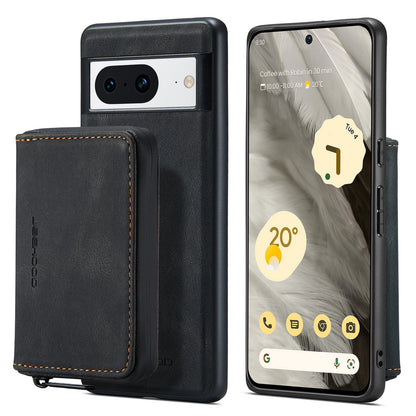 Magnetic Removable Zipper Wallet Google Pixel 8 Case Leather Back