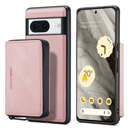 Magnetic Removable Zipper Wallet Google Pixel 8 Case Leather Back