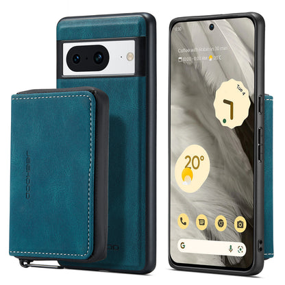 Magnetic Removable Zipper Wallet Google Pixel 8 Case Leather Back