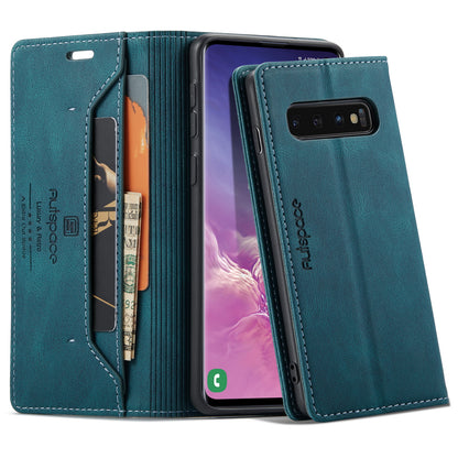 Luxury Retro Leather Galaxy S10 Case Magnetic Buckle RFID