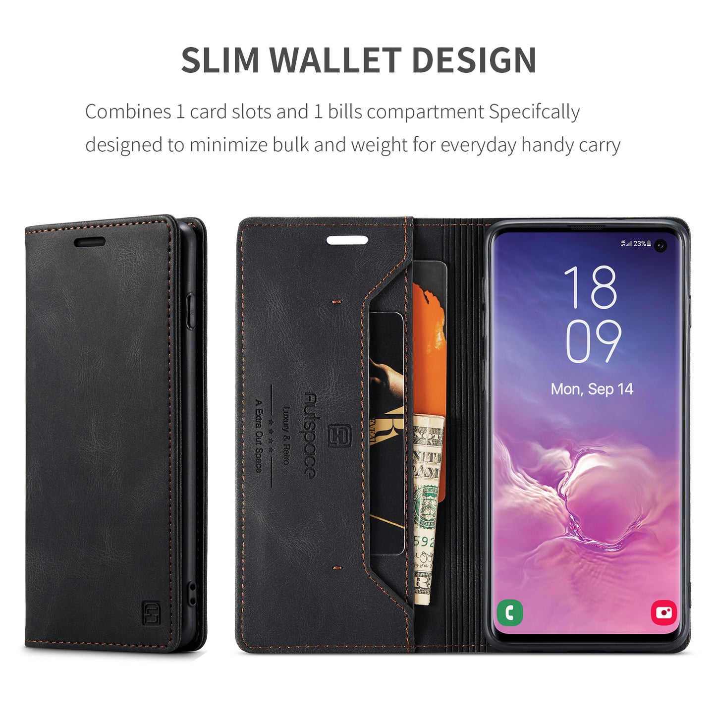 Luxury Retro Leather Galaxy S10 Case Magnetic Buckle RFID