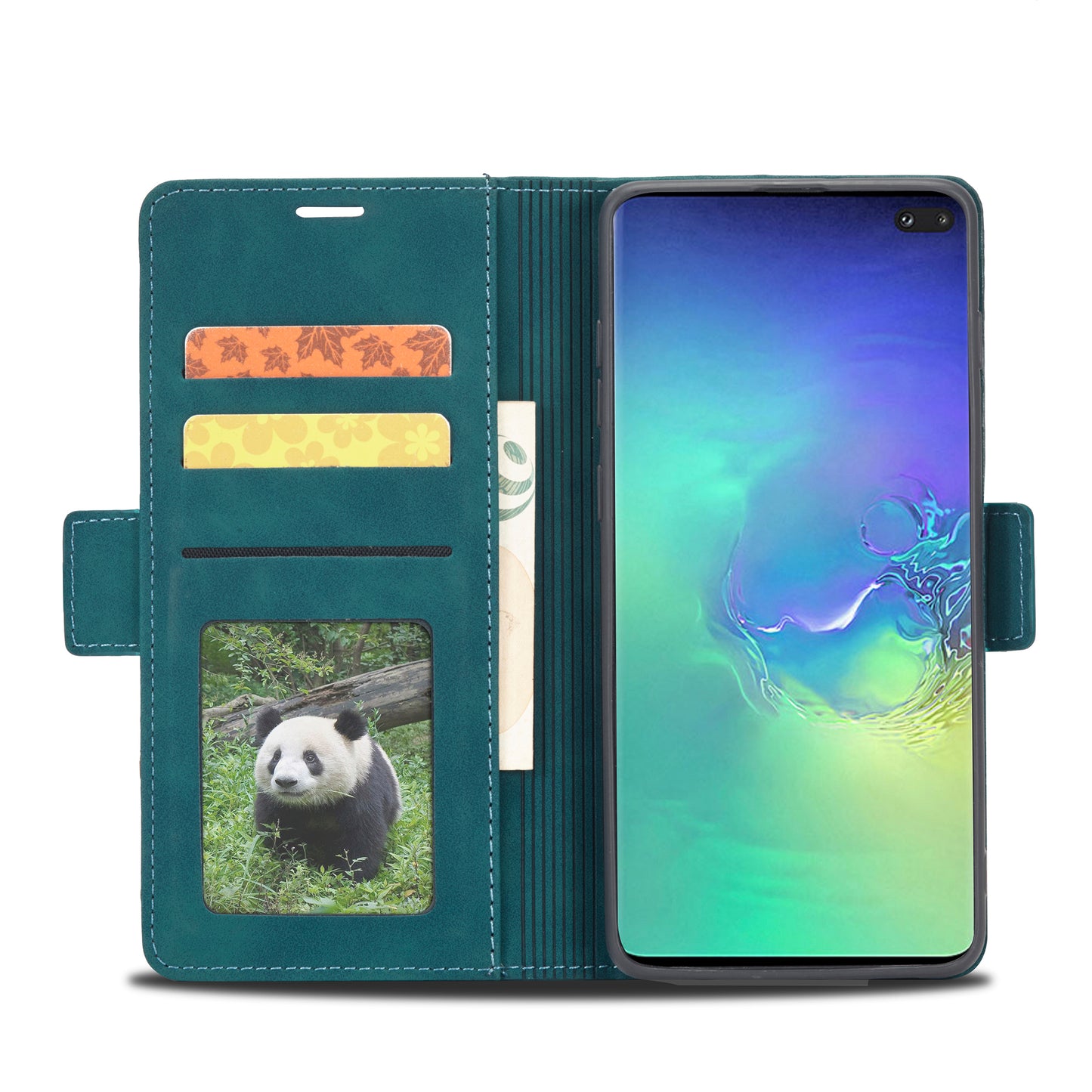 Silver Blocking Short Buckle Galaxy S10+ Case Leather Retro