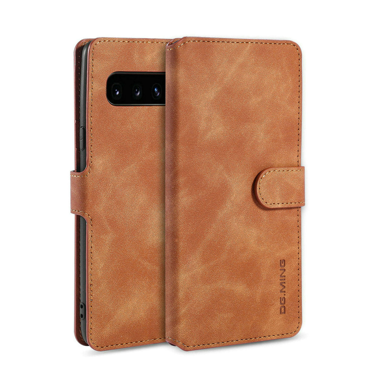 Retro Leather Edge Galaxy S10 5G Case with Hand Strap