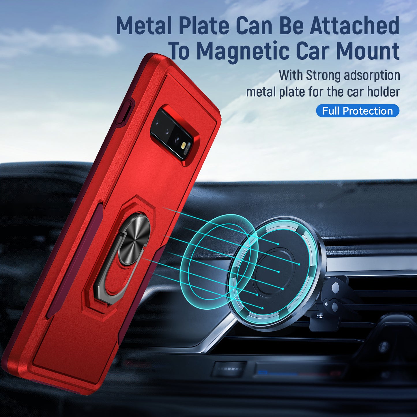 Pioneer Galaxy S10 Case Rotating Ring Stand