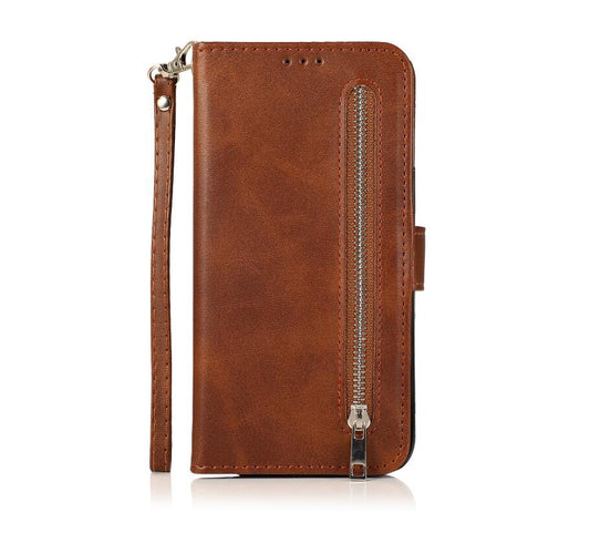 Card Slots Zipper Leather Galaxy S10 Case Hand Strap