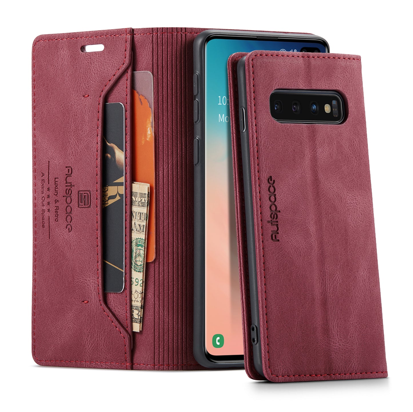 Luxury Retro Leather Galaxy S10e Case Magnetic Buckle RFID