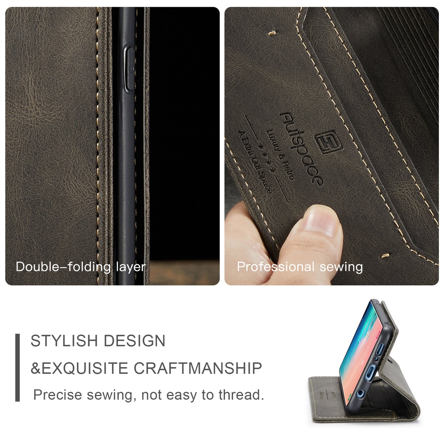 Luxury Retro Leather Galaxy S10e Case Magnetic Buckle RFID