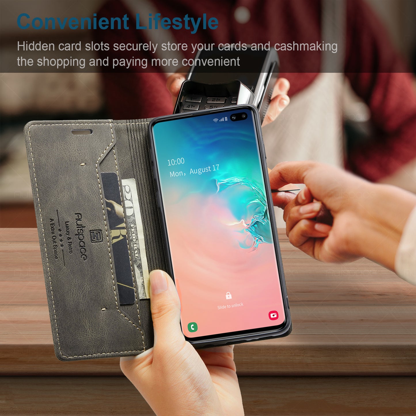 Luxury Retro Leather Galaxy S10e Case Magnetic Buckle RFID