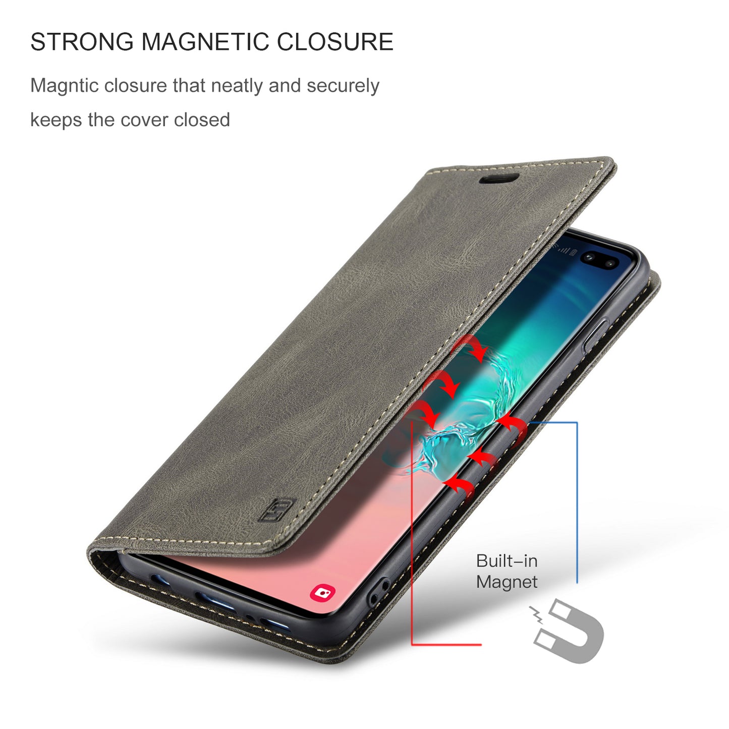 Luxury Retro Leather Galaxy S10e Case Magnetic Buckle RFID