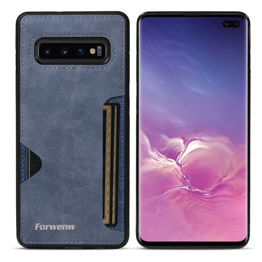 Insert Card Slot Leather Skin Galaxy S10 Case Back