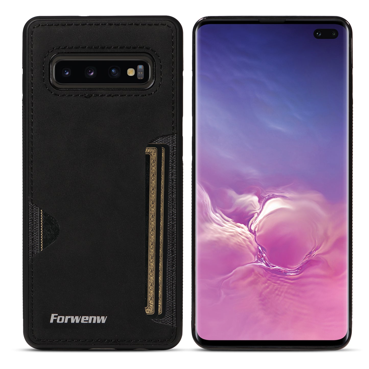 Insert Card Slot Leather Skin Galaxy S10+ Case Back