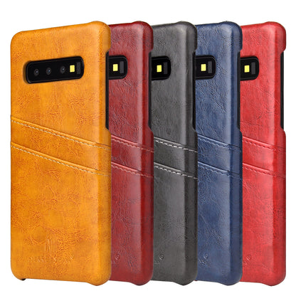 Oil Waxed Leather Card Holder Galaxy S10+ Case Back