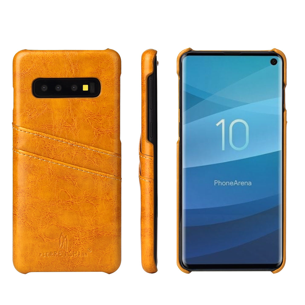 Oil Waxed Leather Card Holder Galaxy S10+ Case Back