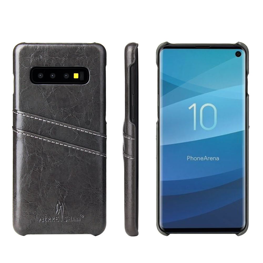 Oil Waxed Leather Card Holder Galaxy S10+ Case Back