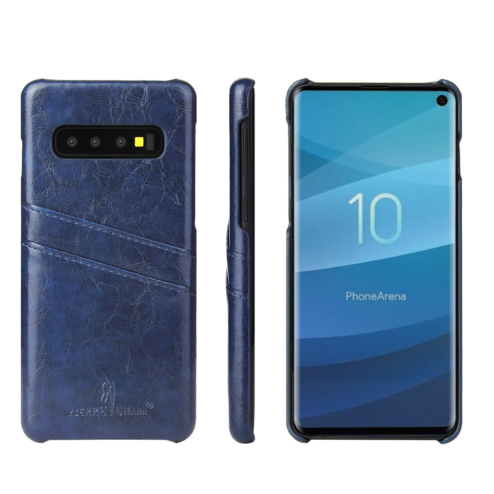 Oil Waxed Leather Card Holder Galaxy S10+ Case Back