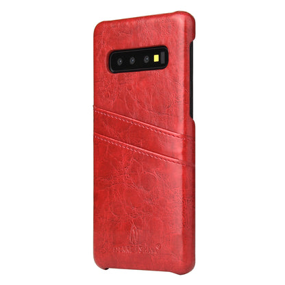 Oil Waxed Leather Card Holder Galaxy S10+ Case Back