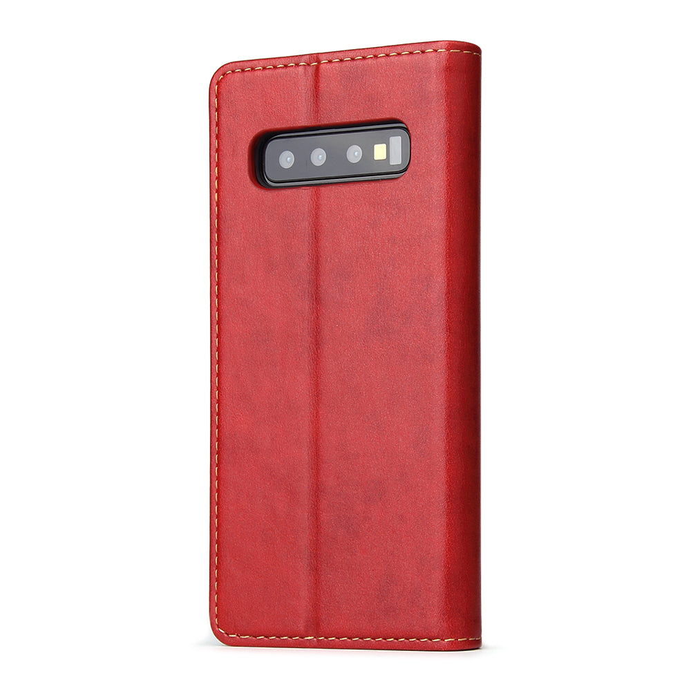 PU Leather Galaxy S10+ Case Wallet Stand Texture Deluxe