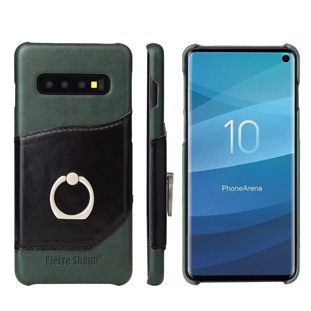 Knight Crow Genuine Leather Galaxy S10+ Case Ring Holder