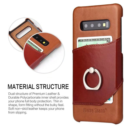 Knight Crow Genuine Leather Galaxy S10e Case Ring Holder