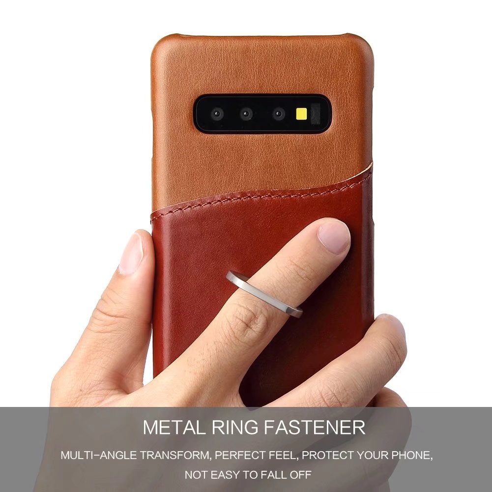 Knight Crow Genuine Leather Galaxy S10 Case Ring Holder